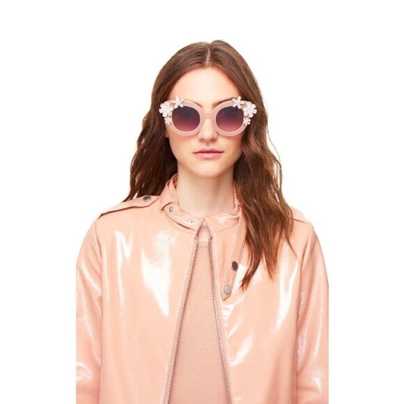 ?ALICE + OLIVIA? Madison Floral Sunglasses Blush Acetate Swarovski Crystal NWT main image 14